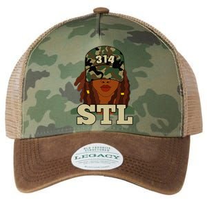 314 Stl St. Louis Black Woman Locs Camo Legacy Tie Dye Trucker Hat