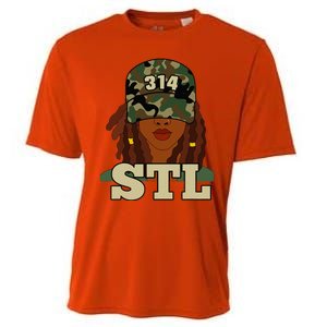 314 Stl St. Louis Black Woman Locs Camo Cooling Performance Crew T-Shirt