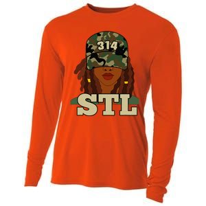 314 Stl St. Louis Black Woman Locs Camo Cooling Performance Long Sleeve Crew