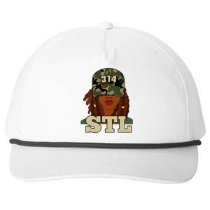 314 Stl St. Louis Black Woman Locs Camo Snapback Five-Panel Rope Hat