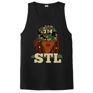 314 Stl St. Louis Black Woman Locs Camo PosiCharge Competitor Tank