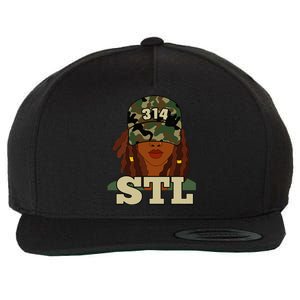 314 Stl St. Louis Black Woman Locs Camo Wool Snapback Cap