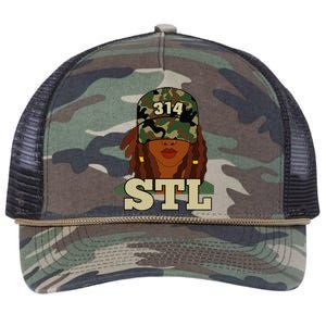 314 Stl St. Louis Black Woman Locs Camo Retro Rope Trucker Hat Cap