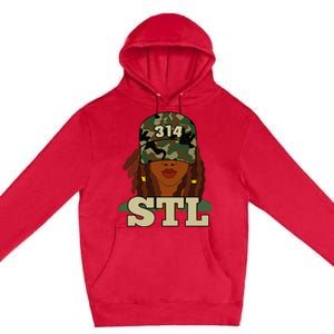 314 Stl St. Louis Black Woman Locs Camo Premium Pullover Hoodie