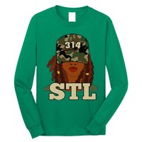 314 Stl St. Louis Black Woman Locs Camo Long Sleeve Shirt