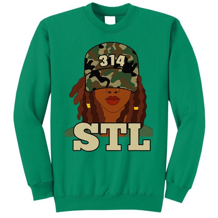 314 Stl St. Louis Black Woman Locs Camo Sweatshirt