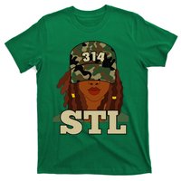 314 Stl St. Louis Black Woman Locs Camo T-Shirt