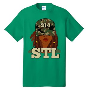 314 Stl St. Louis Black Woman Locs Camo Tall T-Shirt