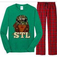 314 Stl St. Louis Black Woman Locs Camo Long Sleeve Pajama Set