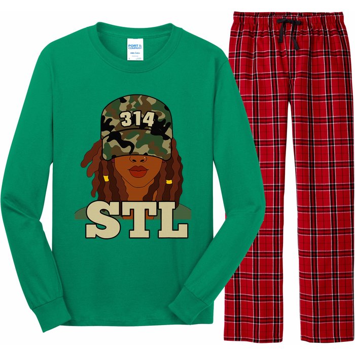 314 Stl St. Louis Black Woman Locs Camo Long Sleeve Pajama Set