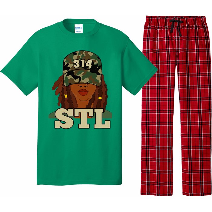 314 Stl St. Louis Black Woman Locs Camo Pajama Set