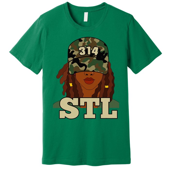 314 Stl St. Louis Black Woman Locs Camo Premium T-Shirt