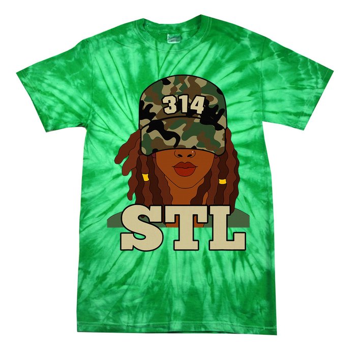 314 Stl St. Louis Black Woman Locs Camo Tie-Dye T-Shirt