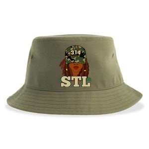 314 Stl St. Louis Black Woman Locs Camo Sustainable Bucket Hat