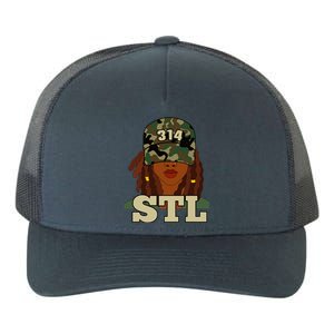 314 Stl St. Louis Black Woman Locs Camo Yupoong Adult 5-Panel Trucker Hat