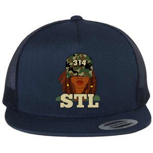 314 Stl St. Louis Black Woman Locs Camo Flat Bill Trucker Hat