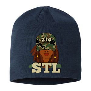 314 Stl St. Louis Black Woman Locs Camo Sustainable Beanie