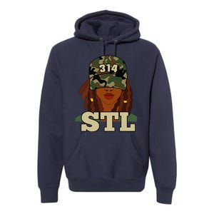 314 Stl St. Louis Black Woman Locs Camo Premium Hoodie