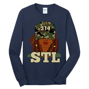 314 Stl St. Louis Black Woman Locs Camo Tall Long Sleeve T-Shirt