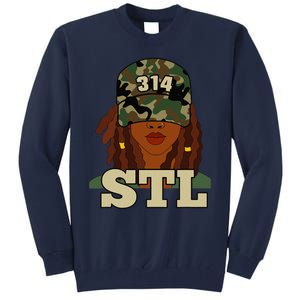 314 Stl St. Louis Black Woman Locs Camo Tall Sweatshirt