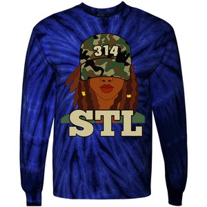 314 Stl St. Louis Black Woman Locs Camo Tie-Dye Long Sleeve Shirt