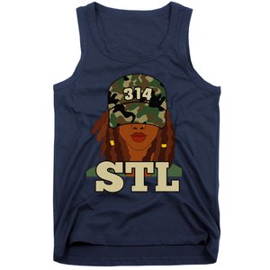 314 Stl St. Louis Black Woman Locs Camo Tank Top