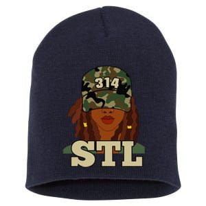 314 Stl St. Louis Black Woman Locs Camo Short Acrylic Beanie