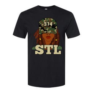 314 Stl St. Louis Black Woman Locs Camo Softstyle CVC T-Shirt