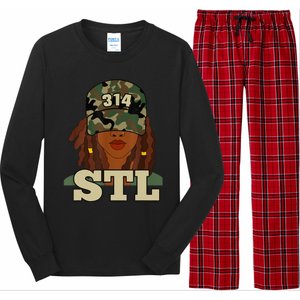 314 Stl | St. Louis Black Woman Locs Camo Long Sleeve Pajama Set