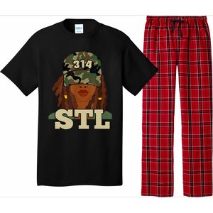 314 Stl | St. Louis Black Woman Locs Camo Pajama Set