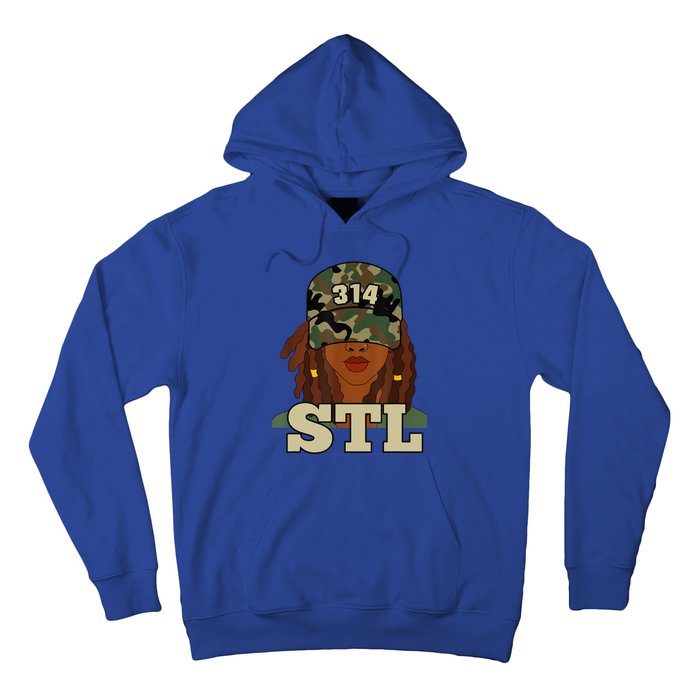 314 Stl | St. Louis Black Woman Locs Camo Hoodie