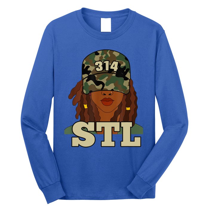 314 Stl | St. Louis Black Woman Locs Camo Long Sleeve Shirt