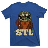 314 Stl | St. Louis Black Woman Locs Camo T-Shirt