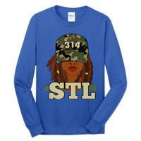 314 Stl | St. Louis Black Woman Locs Camo Tall Long Sleeve T-Shirt