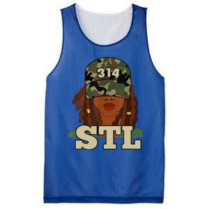 314 Stl | St. Louis Black Woman Locs Camo Mesh Reversible Basketball Jersey Tank