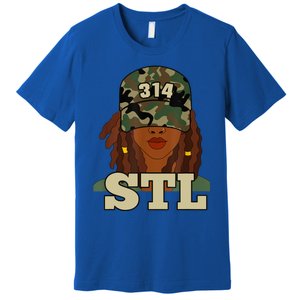 314 Stl | St. Louis Black Woman Locs Camo Premium T-Shirt