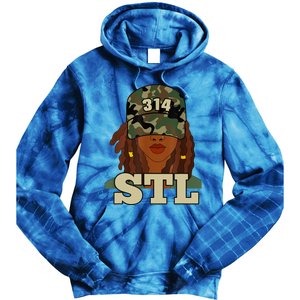 314 Stl | St. Louis Black Woman Locs Camo Tie Dye Hoodie