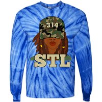 314 Stl | St. Louis Black Woman Locs Camo Tie-Dye Long Sleeve Shirt