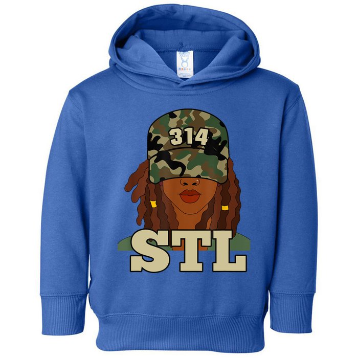 314 Stl | St. Louis Black Woman Locs Camo Toddler Hoodie