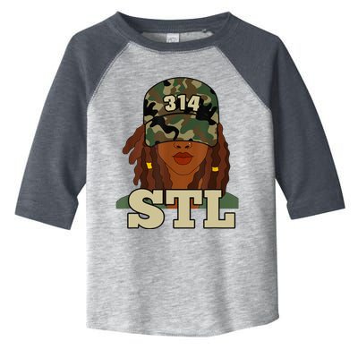 314 Stl | St. Louis Black Woman Locs Camo Toddler Fine Jersey T-Shirt