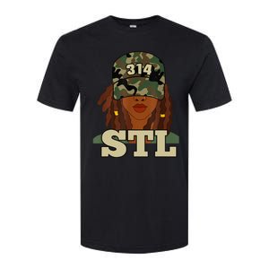 314 Stl | St. Louis Black Woman Locs Camo Softstyle CVC T-Shirt