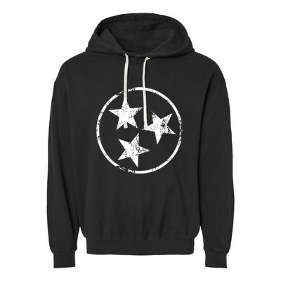 3 Star Tn Flag Graphic White Distressed Tennessee State Flag Garment-Dyed Fleece Hoodie