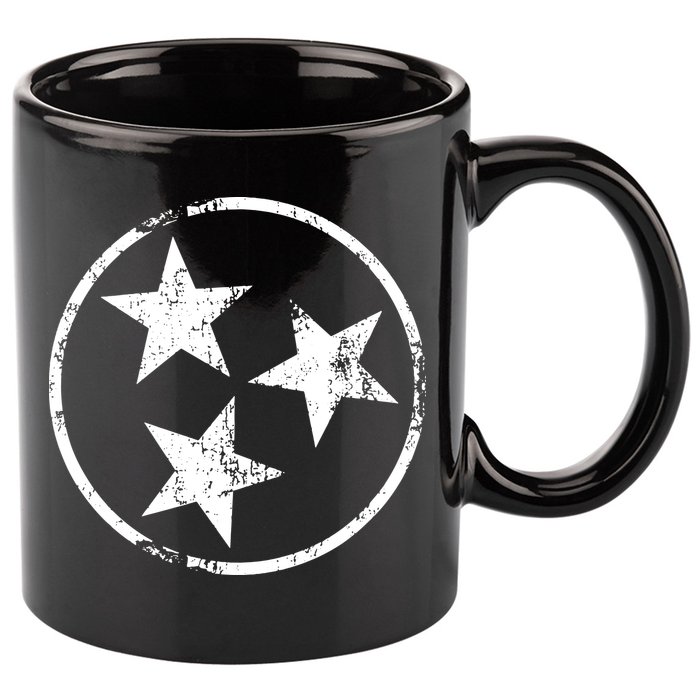 3 Star Tn Flag Graphic White Distressed Tennessee State Flag 11oz C Handle Ceramic Mug
