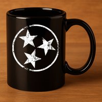 3 Star Tn Flag Graphic White Distressed Tennessee State Flag 11oz C Handle Ceramic Mug