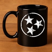 3 Star Tn Flag Graphic White Distressed Tennessee State Flag 11oz C Handle Ceramic Mug