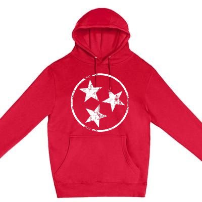 3 Star Tn Flag Graphic White Distressed Tennessee State Flag Premium Pullover Hoodie