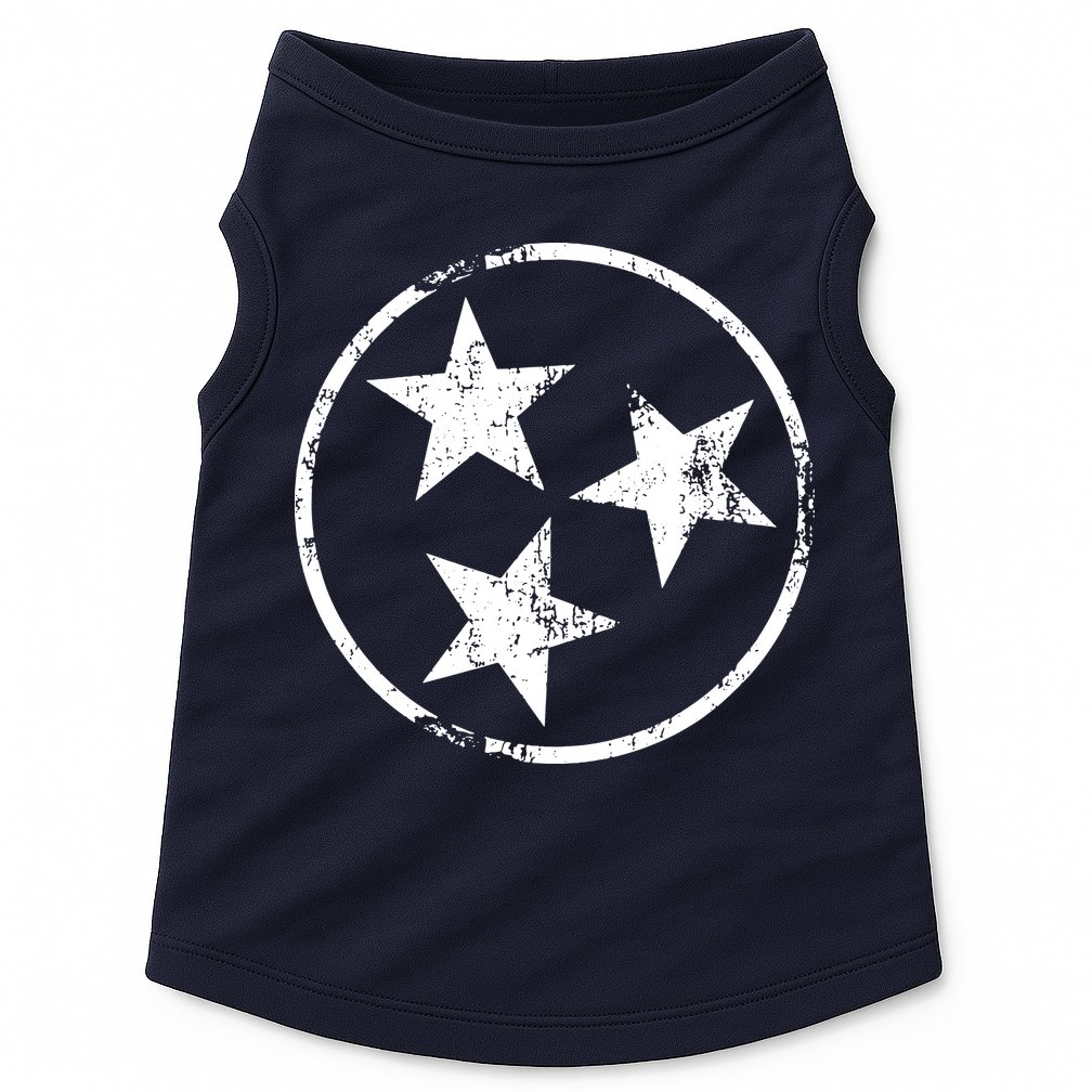 3 Star Tn Flag Graphic White Distressed Tennessee State Flag Doggie Tank