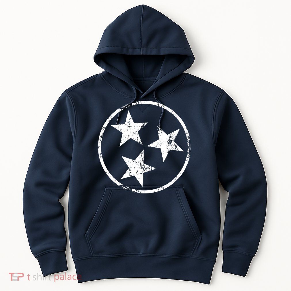 3 Star Tn Flag Graphic White Distressed Tennessee State Flag Hoodie