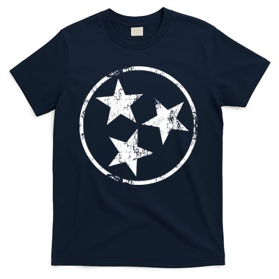 3 Star Tn Flag Graphic White Distressed Tennessee State Flag T-Shirt