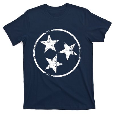 3 Star Tn Flag Graphic White Distressed Tennessee State Flag T-Shirt